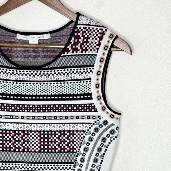 Diane Von Furstenberg DVF ELEANOR Jacquard A Line Dress Banded Dot - Women’s US - Picture 4 of 12